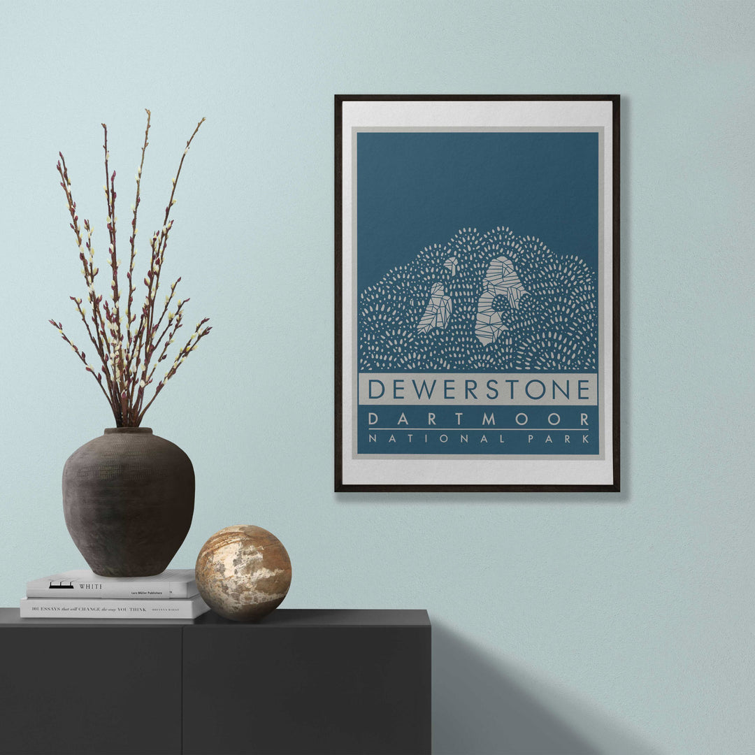 'The Dewerstone' Giclée Fine Art Print - Marine Blue - A5 / A3 / A2