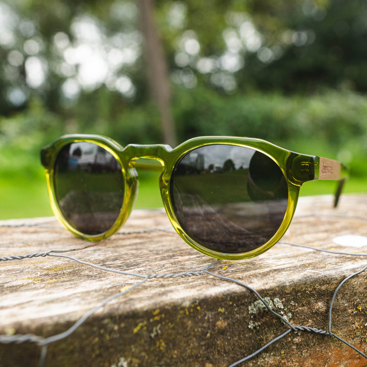 GILI - Wooden & Acetate Polarised sunglasses - Green