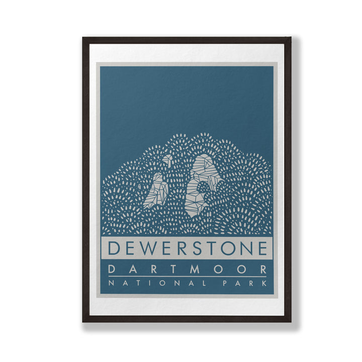 'The Dewerstone' Giclée Fine Art Print - Marine Blue - A5 / A3 / A2