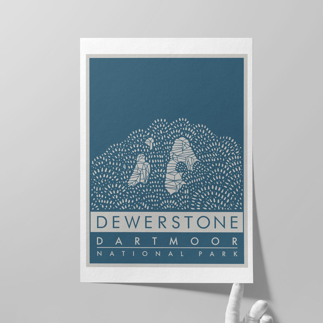 'The Dewerstone' Giclée Fine Art Print - Marine Blue - A5 / A3 / A2