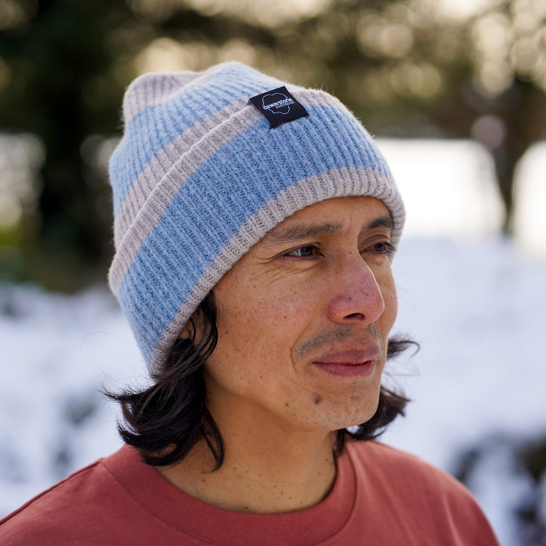 Block Stripes Recycled Beanie - Grey / Blue - Dewerstone - Beanie - 