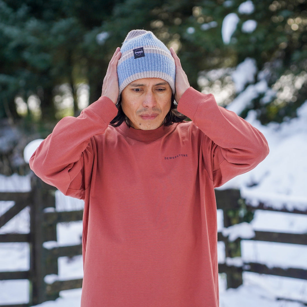 Block Stripes Recycled Beanie - Grey / Blue - Dewerstone - Beanie - 
