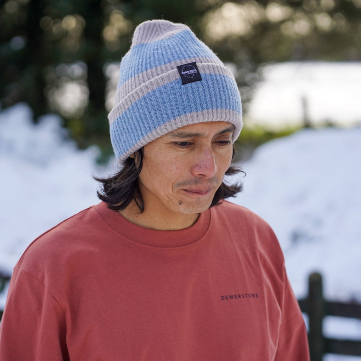 Block Stripes Recycled Beanie - Grey / Blue - Dewerstone - Beanie - 