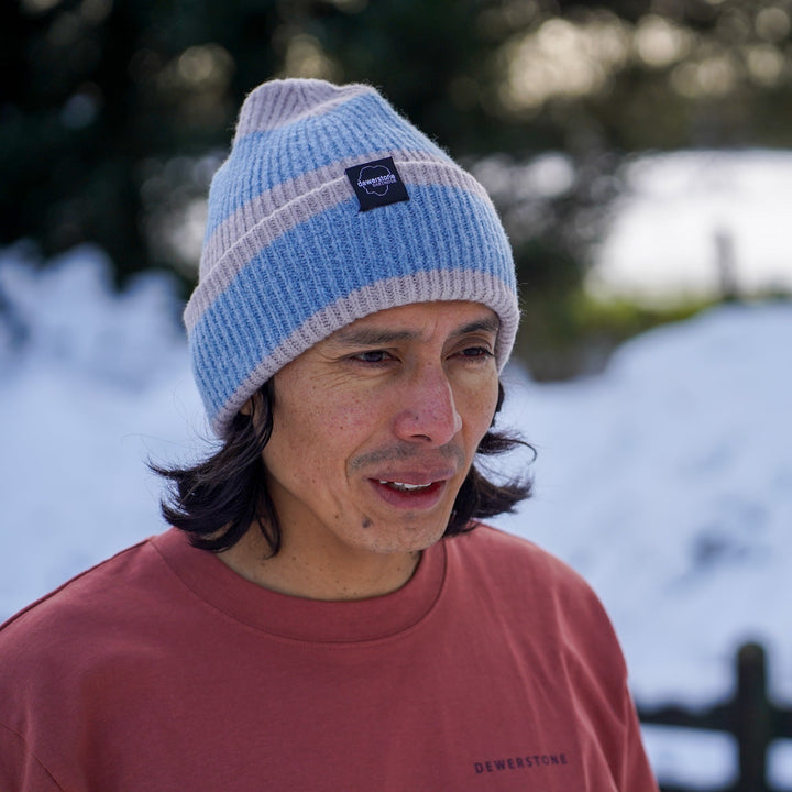 Block Stripes Recycled Beanie - Grey / Blue - Dewerstone - Beanie - 