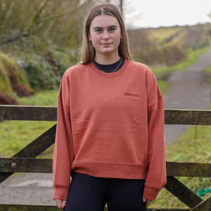 Ember Organic Cotton Boxy Sweatshirt - Chestnut Brown