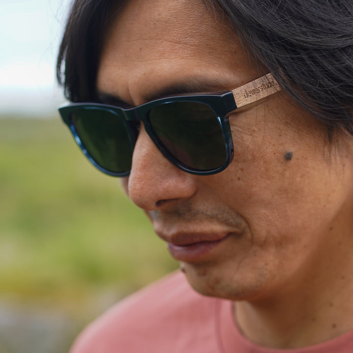Bantham - Wood & Acetate Polarized Sunglasses - Blue Smoke