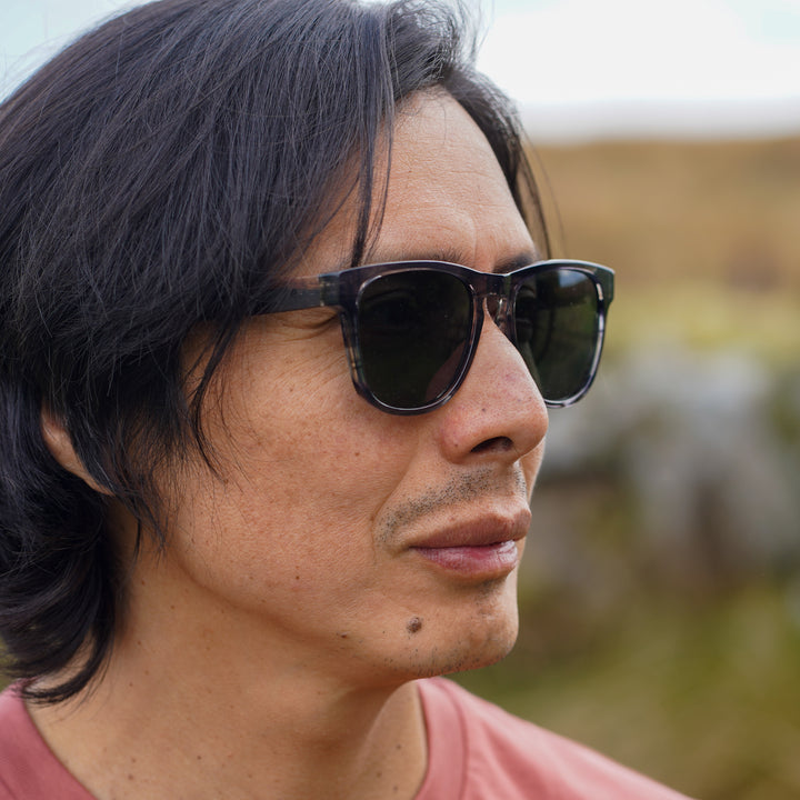 Bantham - Wood & Acetate Polarized Sunglasses - Black Smoke