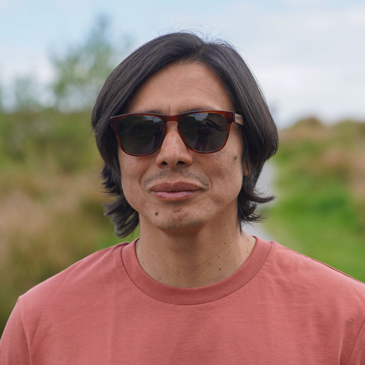 Bantham - Wood & Acetate Polarized Sunglasses - Fire Marble