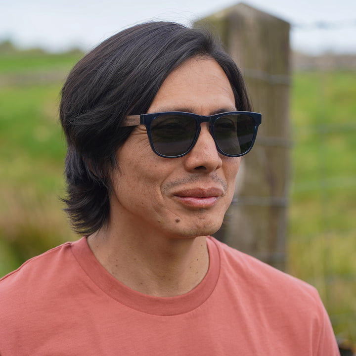 Bantham - Wood & Acetate Polarized Sunglasses - Blue Smoke