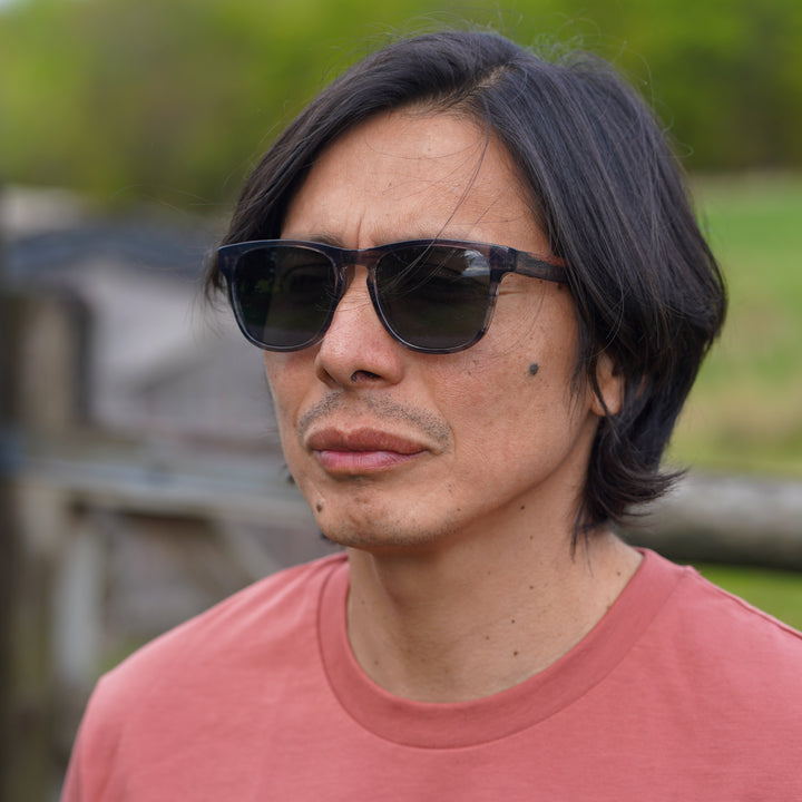 Bantham - Wood & Acetate Polarized Sunglasses - Black Smoke