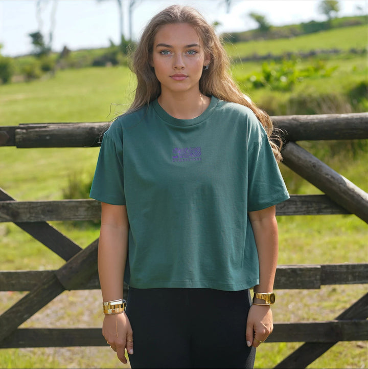 Bedrock Womens Boxy Organic Cotton T Shirt - IVY GREEN