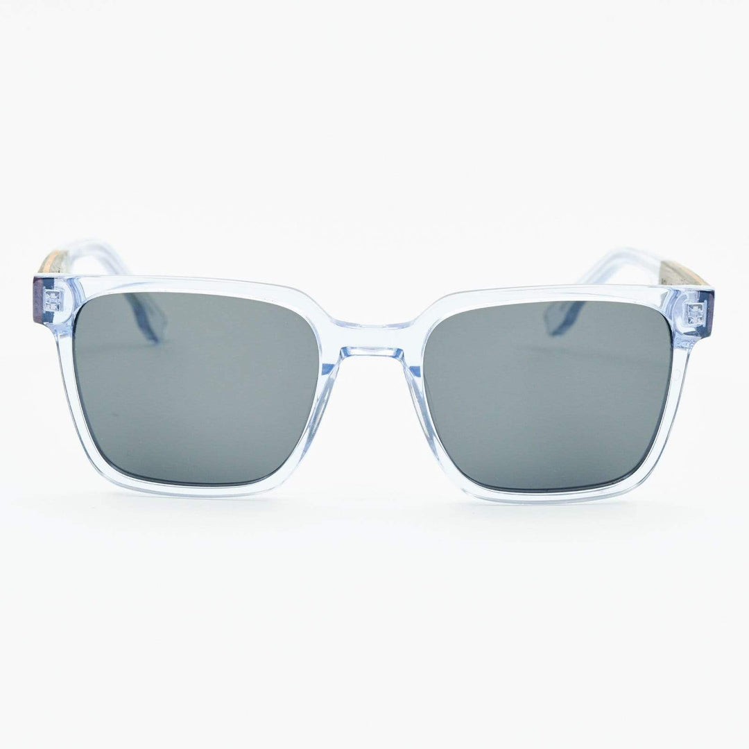 Sennen - Wood & Acetate Polarized Sunglasses - Clear Blue