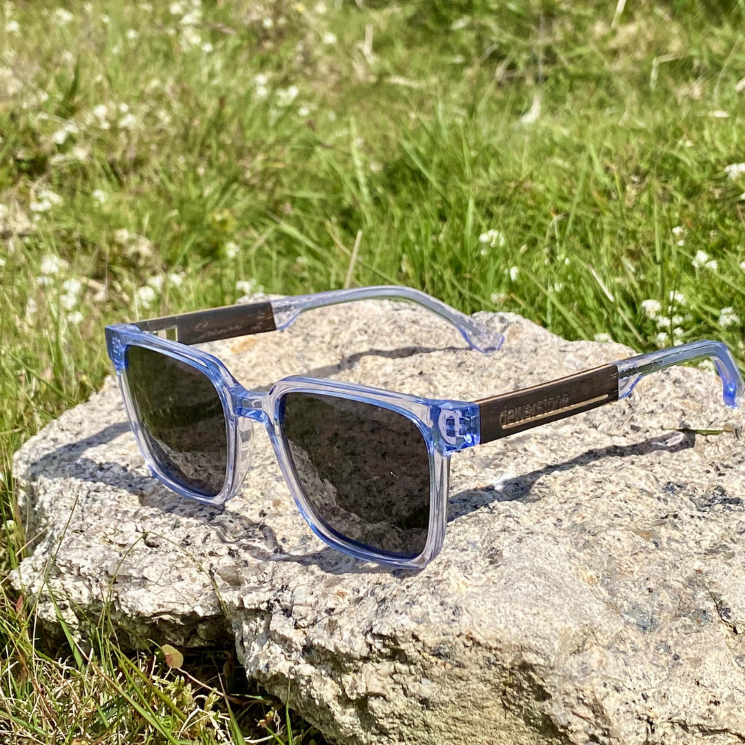 Sennen - Wood & Acetate Polarized Sunglasses - Clear Blue